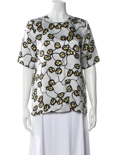 Pre-owned Marni Silk Floral Print Blouse In Gray