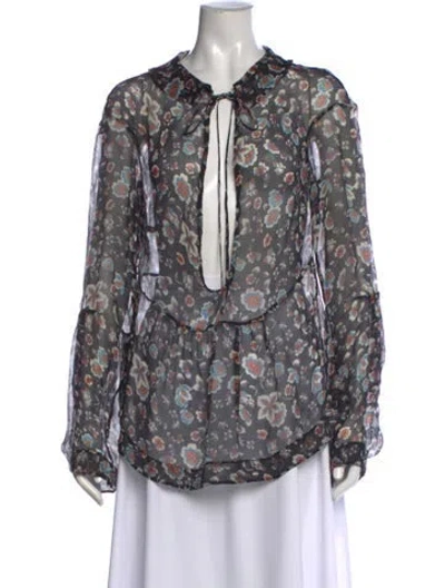 Pre-owned Marni Silk Floral Print Blouse In Multi