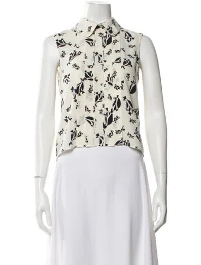 Pre-owned Marni Silk Floral Print Blouse In White