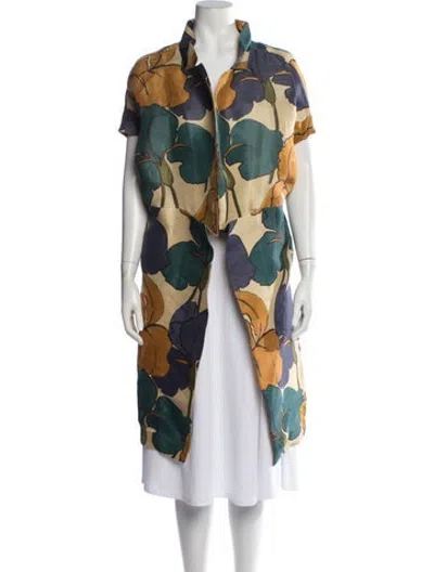 Pre-owned Marni Silk Floral Print Coat In Neutrals