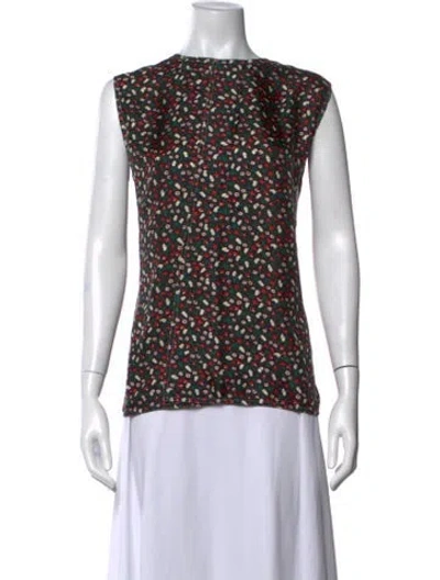 Pre-owned Marni Silk Floral Print Top In Black