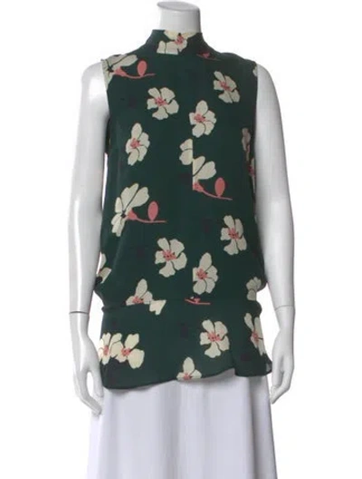 Pre-owned Marni Silk Floral Print Top In Green