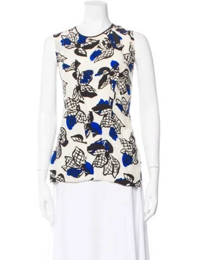 Pre-owned Marni Silk Floral Print Top In Neutral