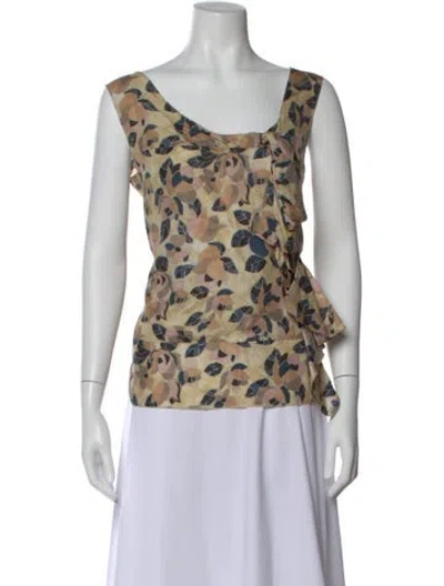 Pre-owned Marni Silk Floral Print Top In Neutral