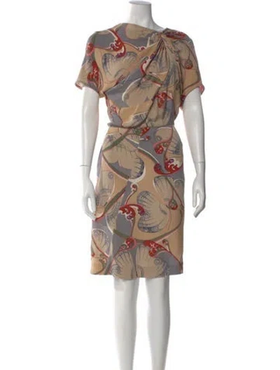 Pre-owned Marni Silk Knee-length Dress In Brown
