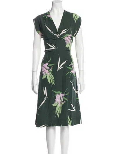 Pre-owned Marni Silk Knee-length Dress In Green