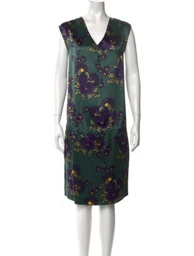 Pre-owned Marni Silk Knee-length Dress In Green