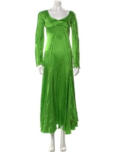 Pre-owned Marni Silk Long Dress In Green