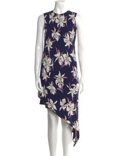 Pre-owned Marni Silk Midi Length Dress In Blue