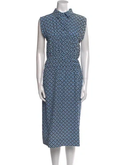 Pre-owned Marni Silk Midi Length Dress In Blue
