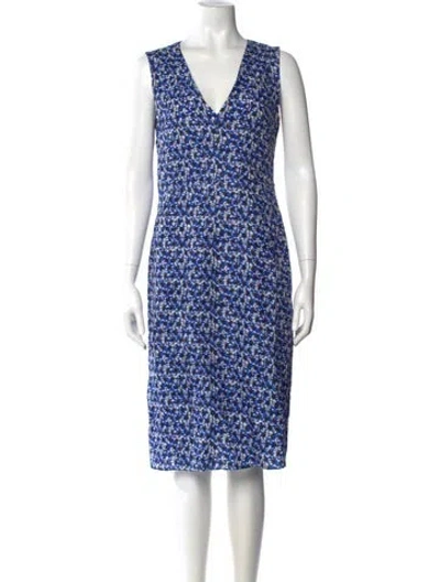 Pre-owned Marni Silk Midi Length Dress In Blue