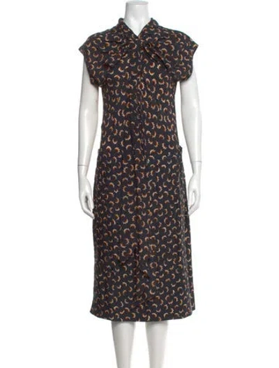 Pre-owned Marni Silk Midi Length Dress In Blue