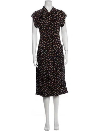 Pre-owned Marni Silk Midi Length Dress In Blue