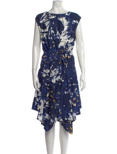 Pre-owned Marni Silk Midi Length Dress In Blue
