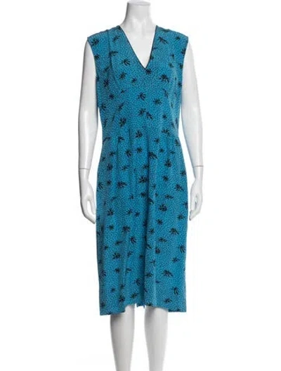 Pre-owned Marni Silk Midi Length Dress In Blue
