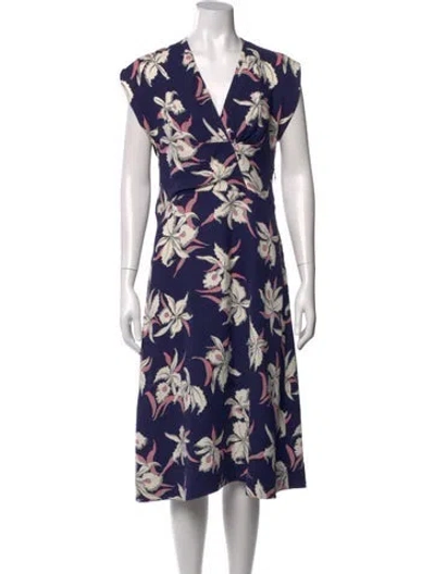 Pre-owned Marni Silk Midi Length Dress In Blue