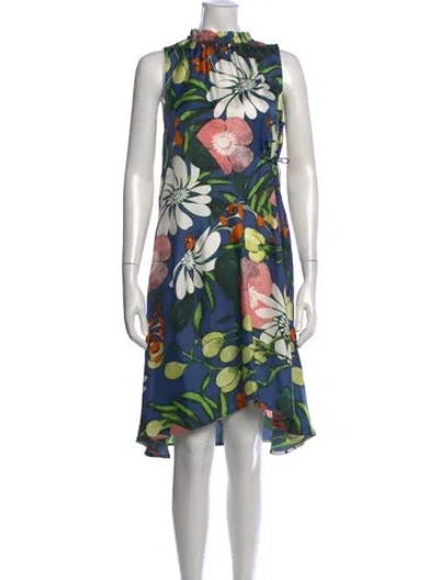 Pre-owned Marni Silk Midi Length Dress In Blue