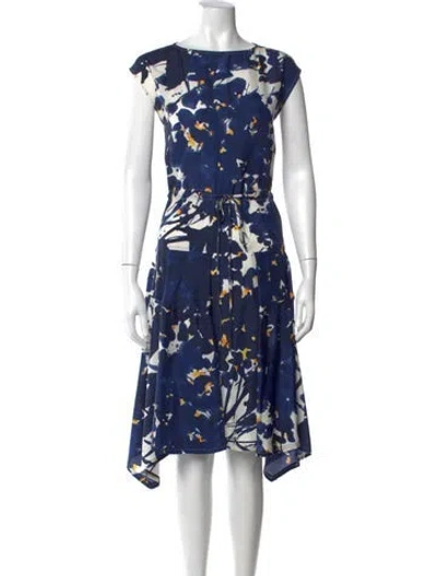 Pre-owned Marni Silk Midi Length Dress In Blue/yellow