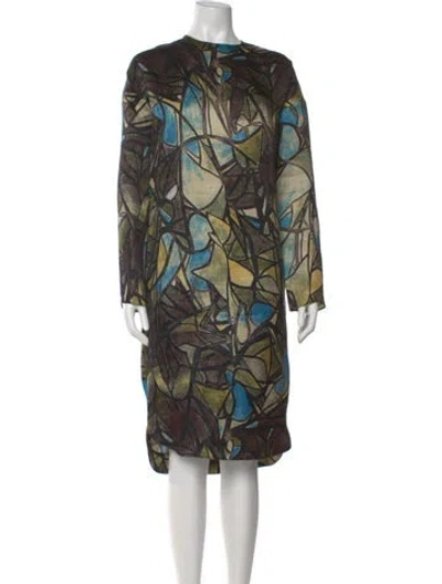 Pre-owned Marni Silk Midi Length Dress In Brown