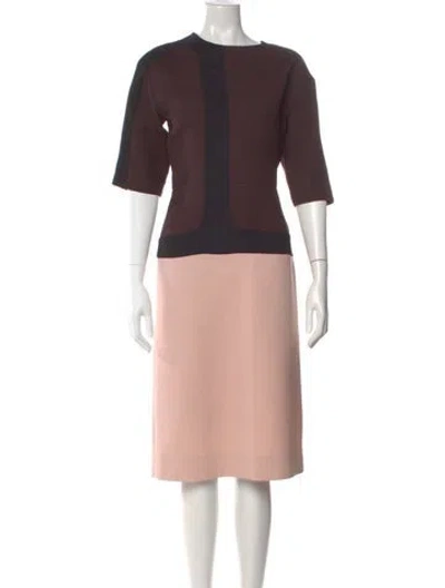 Pre-owned Marni Silk Midi Length Dress In Brown