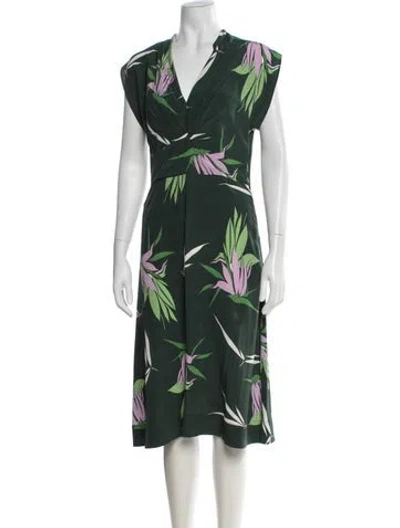 Pre-owned Marni Silk Midi Length Dress In Green