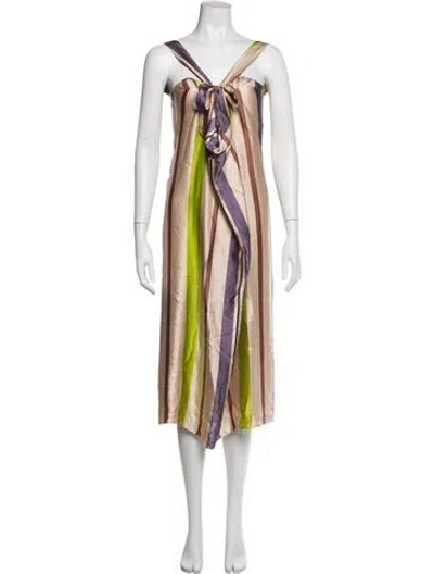Pre-owned Marni Silk Midi Length Dress In Multicolor