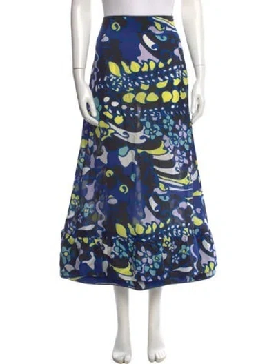 Pre-owned Marni Silk Midi Length Skirt In Blue