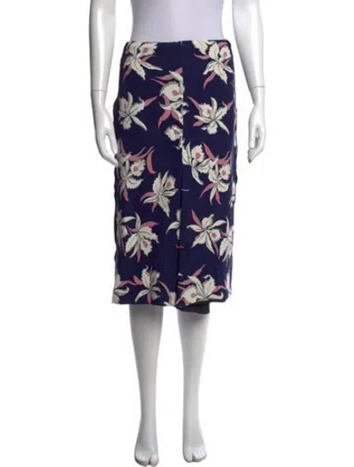 Pre-owned Marni Silk Midi Length Skirt In Blue