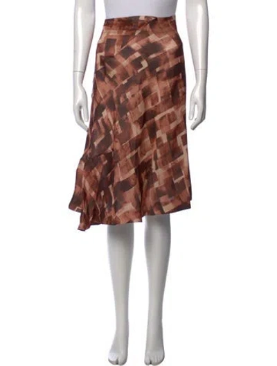 Pre-owned Marni Silk Midi Length Skirt In Brown