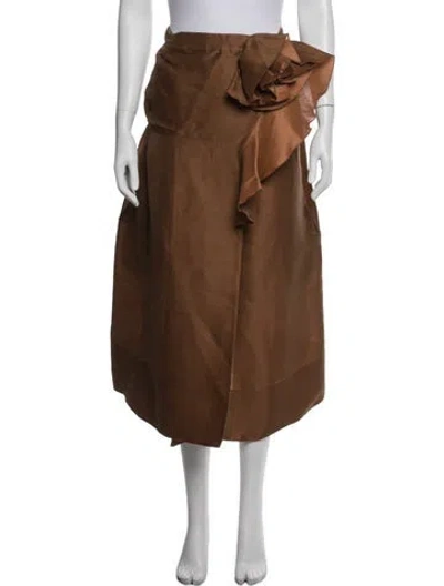 Pre-owned Marni Silk Midi Length Skirt In Brown