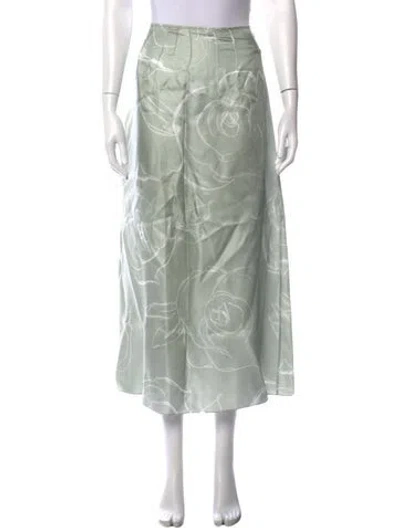 Pre-owned Marni Silk Midi Length Skirt In Green