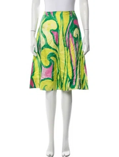 Pre-owned Marni Silk Midi Length Skirt In Green