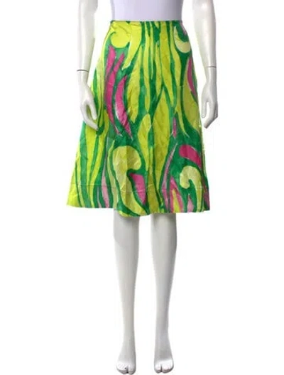Pre-owned Marni Silk Midi Length Skirt In Green