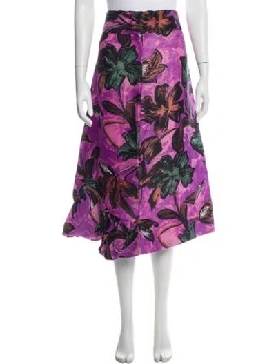 Pre-owned Marni Silk Midi Length Skirt In Purple
