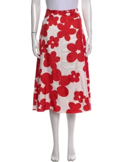 Pre-owned Marni Silk Midi Length Skirt W/ Tags In Red