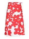 Marni Floral Print A-line Skirt With Belted Waist In Red