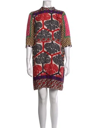 Pre-owned Marni Silk Mini Dress In Black/blue/neutrals