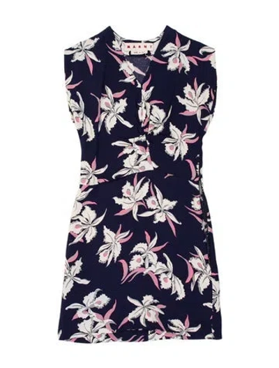 Pre-owned Marni Silk Mini Dress In Blue