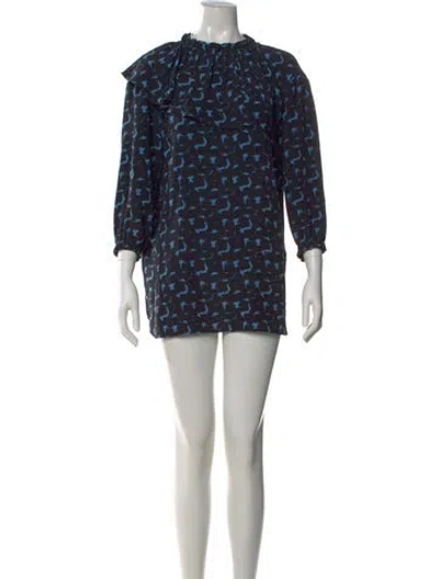 Pre-owned Marni Silk Mini Dress In Blue