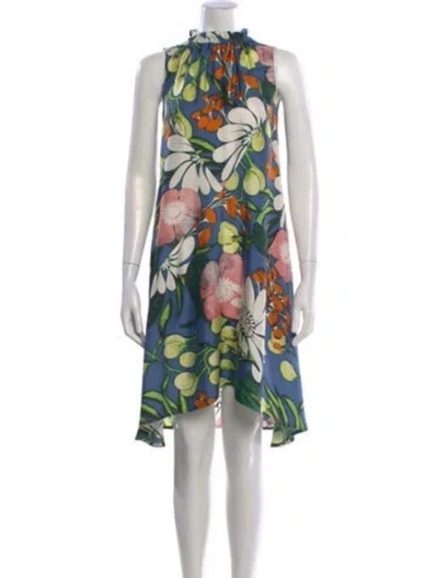 Pre-owned Marni Silk Mini Dress In Blue