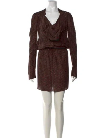 Pre-owned Marni Silk Mini Dress In Brown