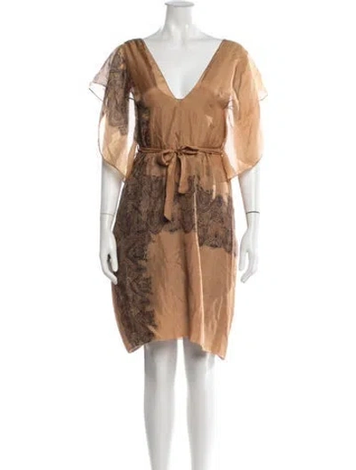 Pre-owned Marni Silk Mini Dress In Brown
