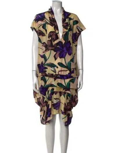 Pre-owned Marni Silk Mini Dress In Neutrals