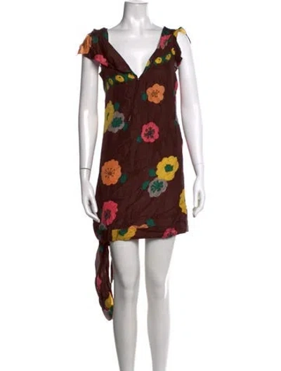 Pre-owned Marni Silk Mini Dress In Red