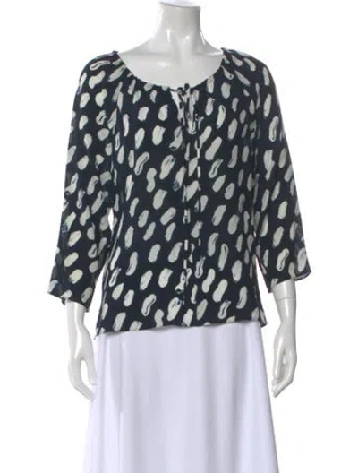 Pre-owned Marni Silk Patterned Blouse In Blue
