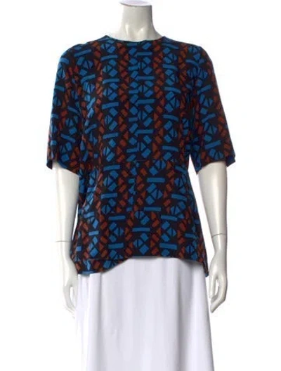 Pre-owned Marni Silk Patterned Blouse In Blue