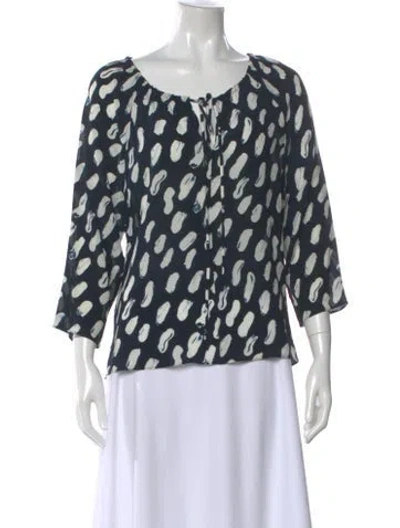 Pre-owned Marni Silk Patterned Blouse In Blue