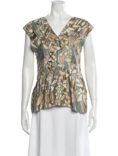 Pre-owned Marni Silk Patterned Blouse In Brown