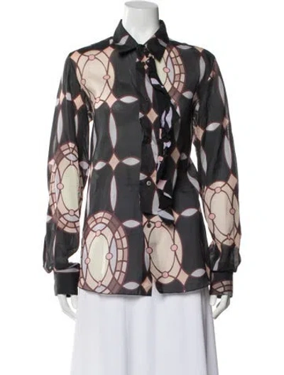 Pre-owned Marni Silk Patterned Blouse In Multi