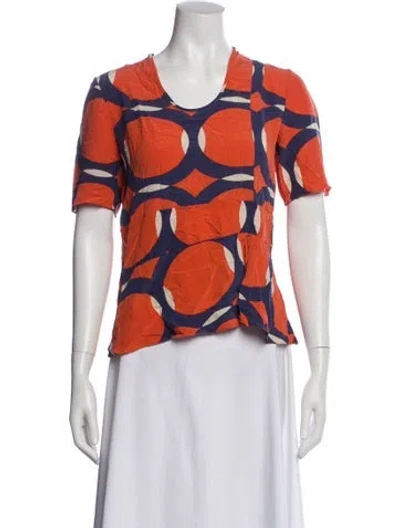 Pre-owned Marni Silk Patterned Blouse In Orange